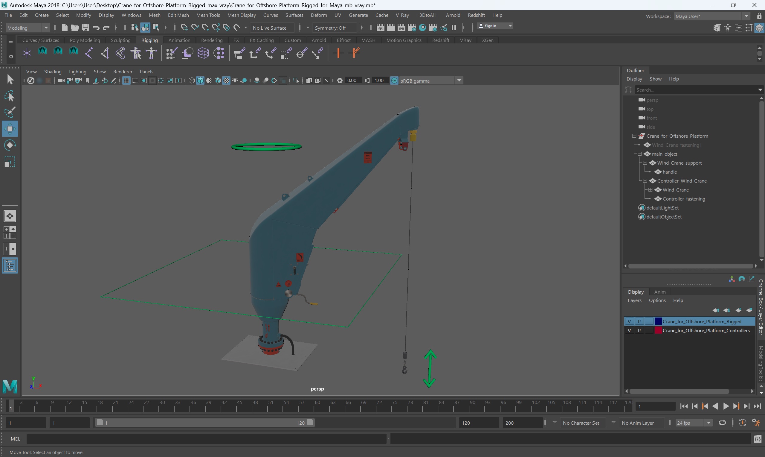 3D Crane for Offshore Platform Rigged for Maya model