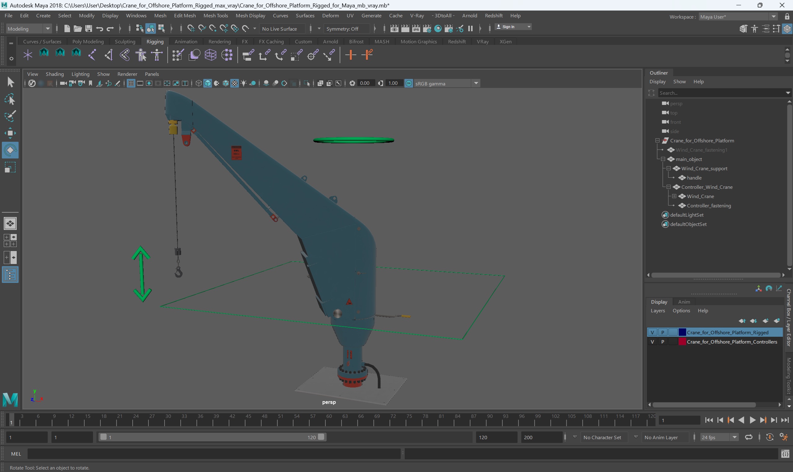 3D Crane for Offshore Platform Rigged for Maya model