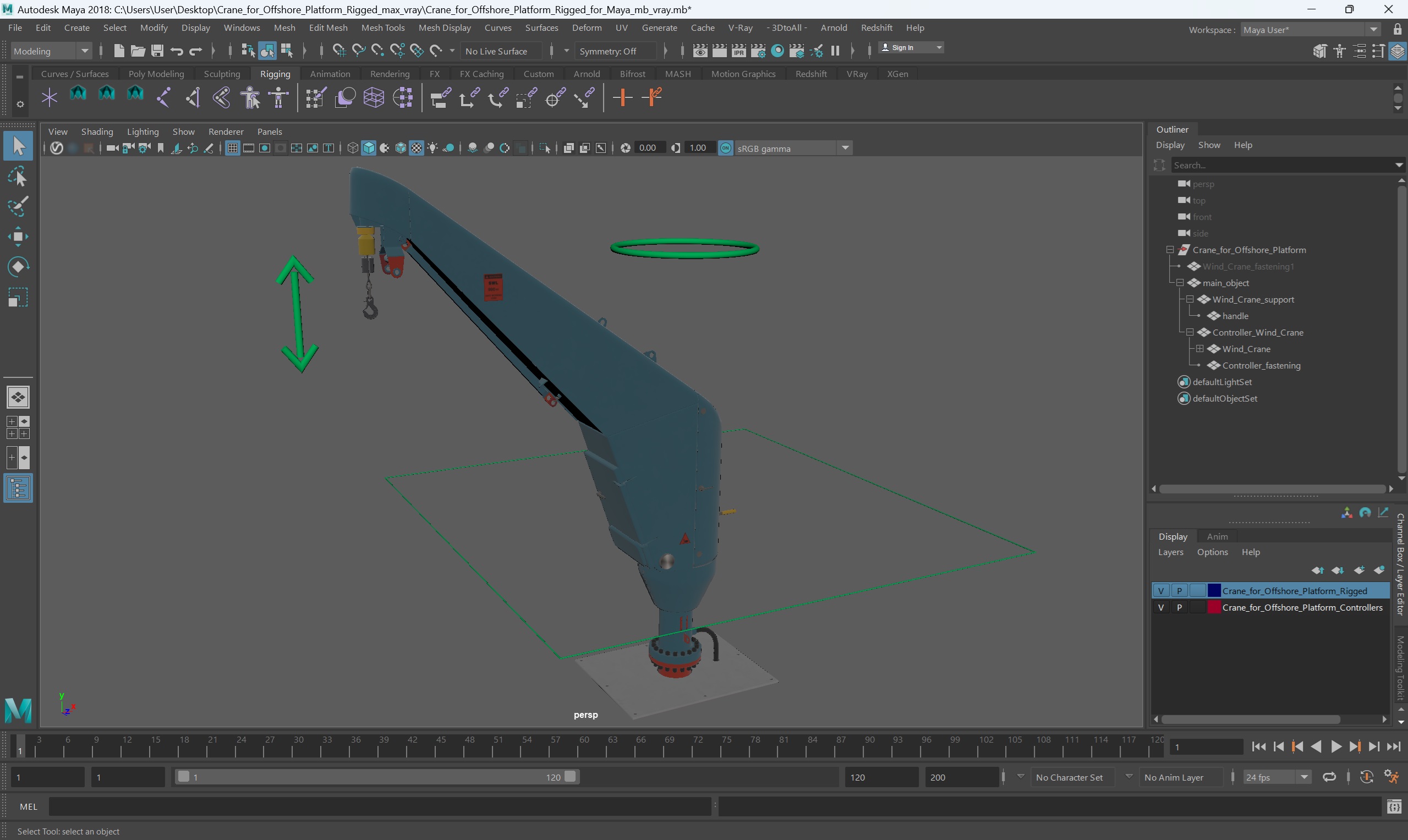 3D Crane for Offshore Platform Rigged for Maya model