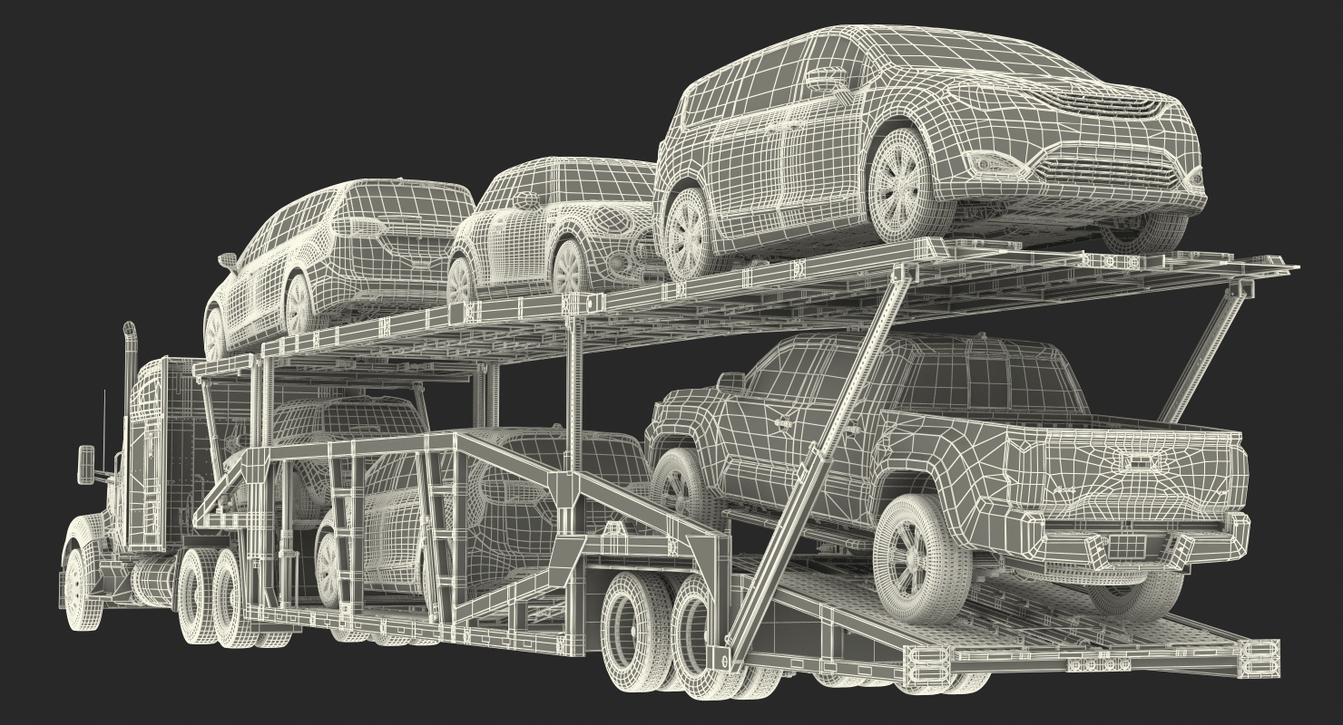 Truck with Car Carrier 3D