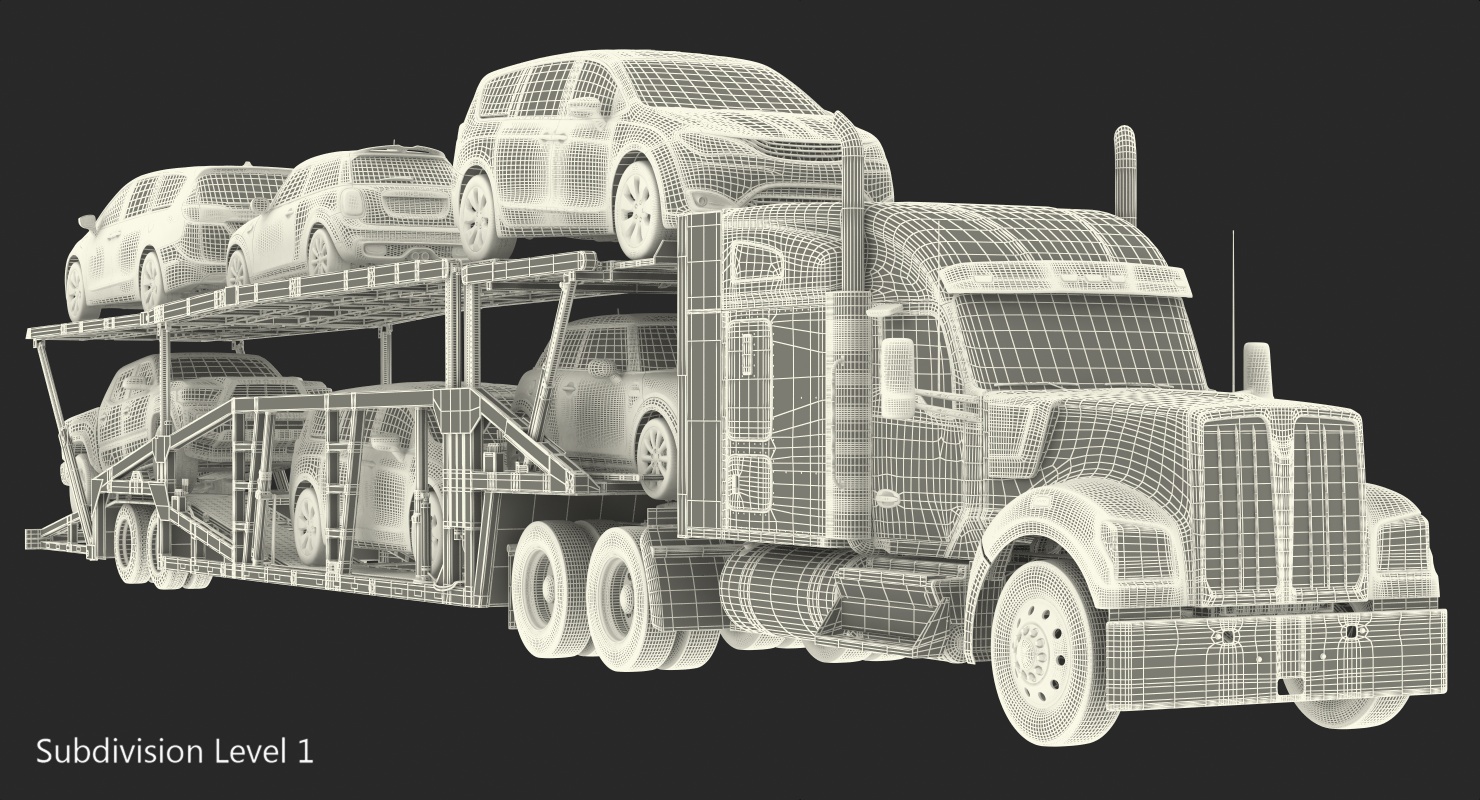 Truck with Car Carrier 3D
