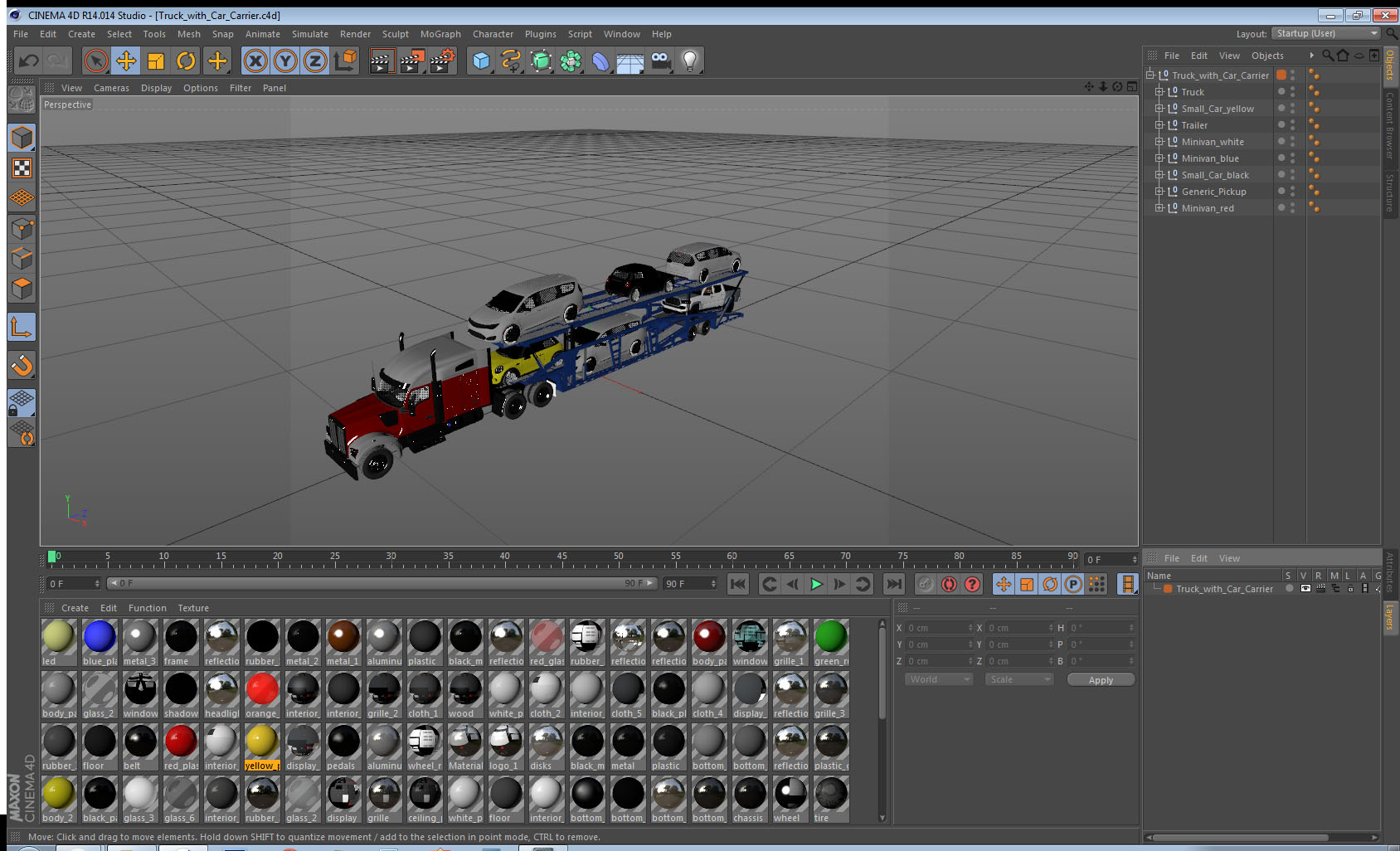 Truck with Car Carrier 3D