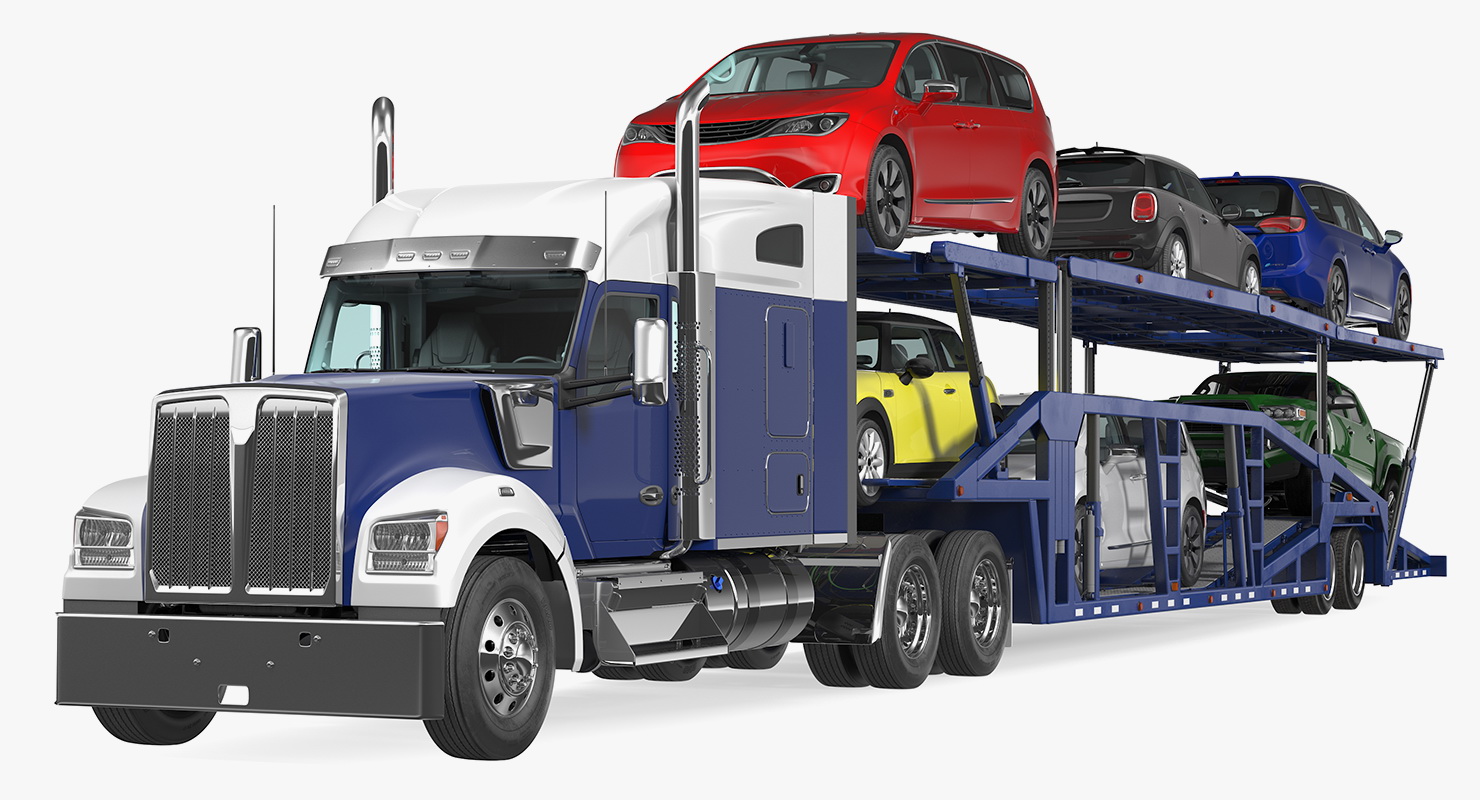 Truck with Car Carrier 3D