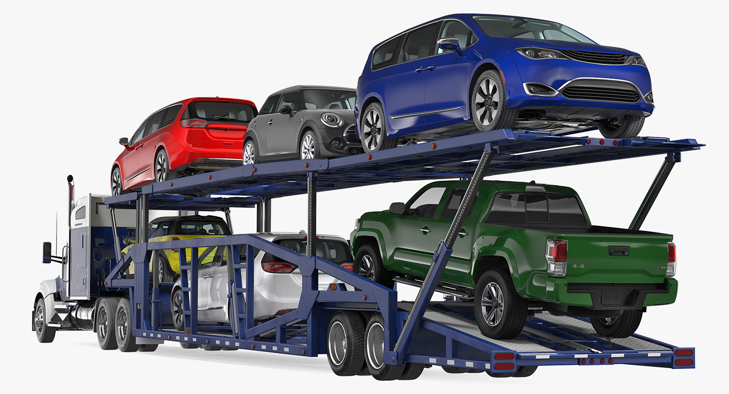 Truck with Car Carrier 3D