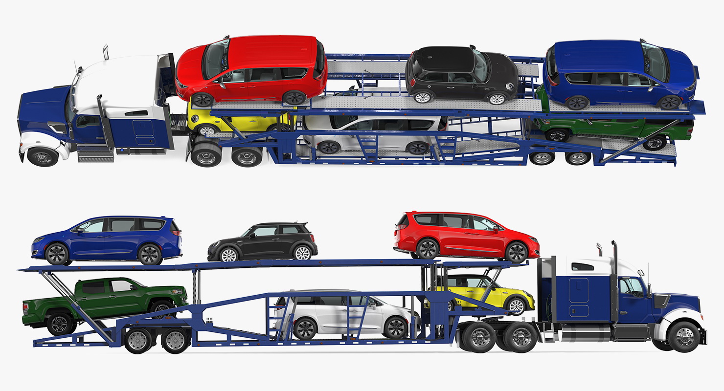 Truck with Car Carrier 3D