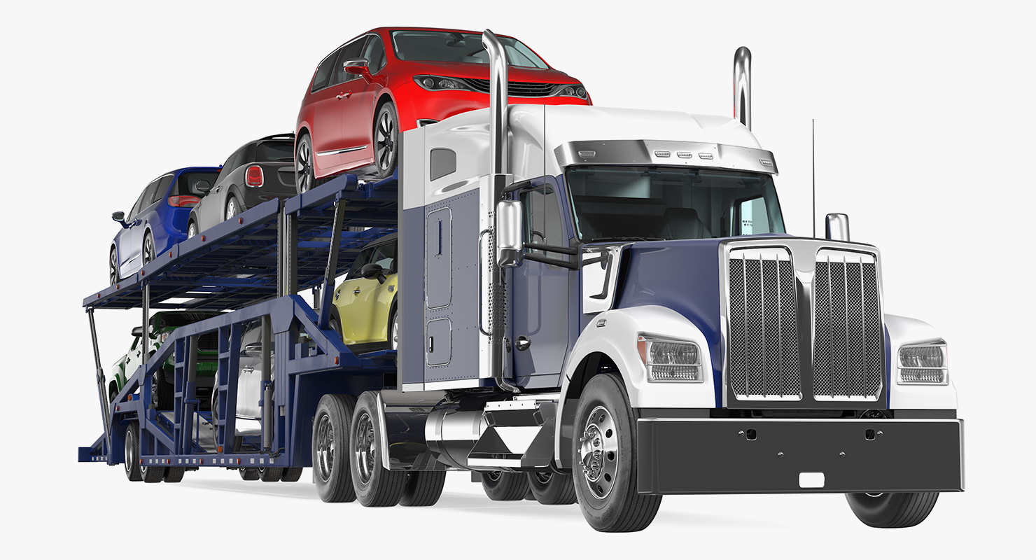 Truck with Car Carrier 3D