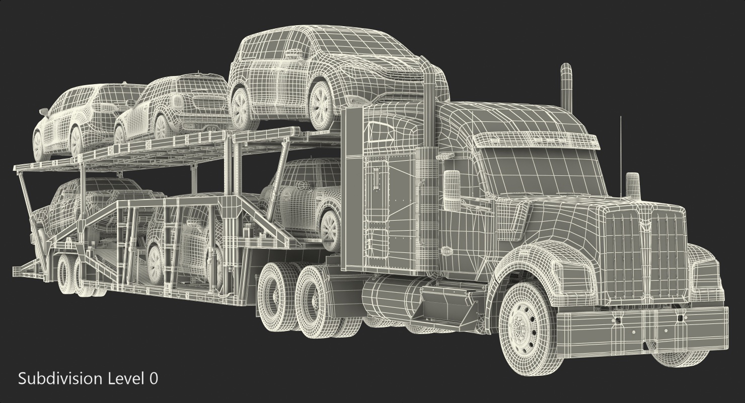 Truck with Car Carrier 3D