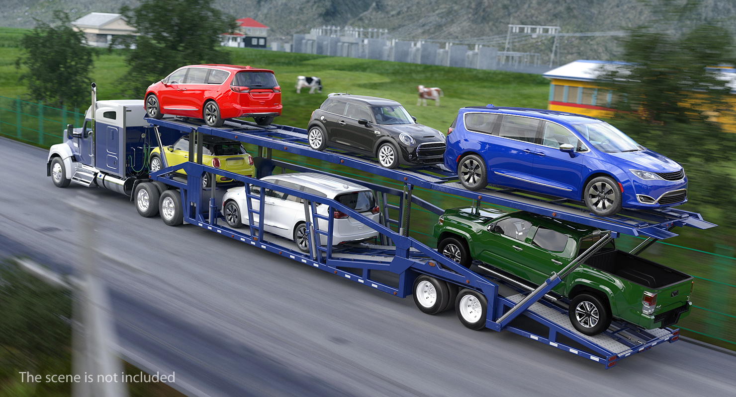 Truck with Car Carrier 3D