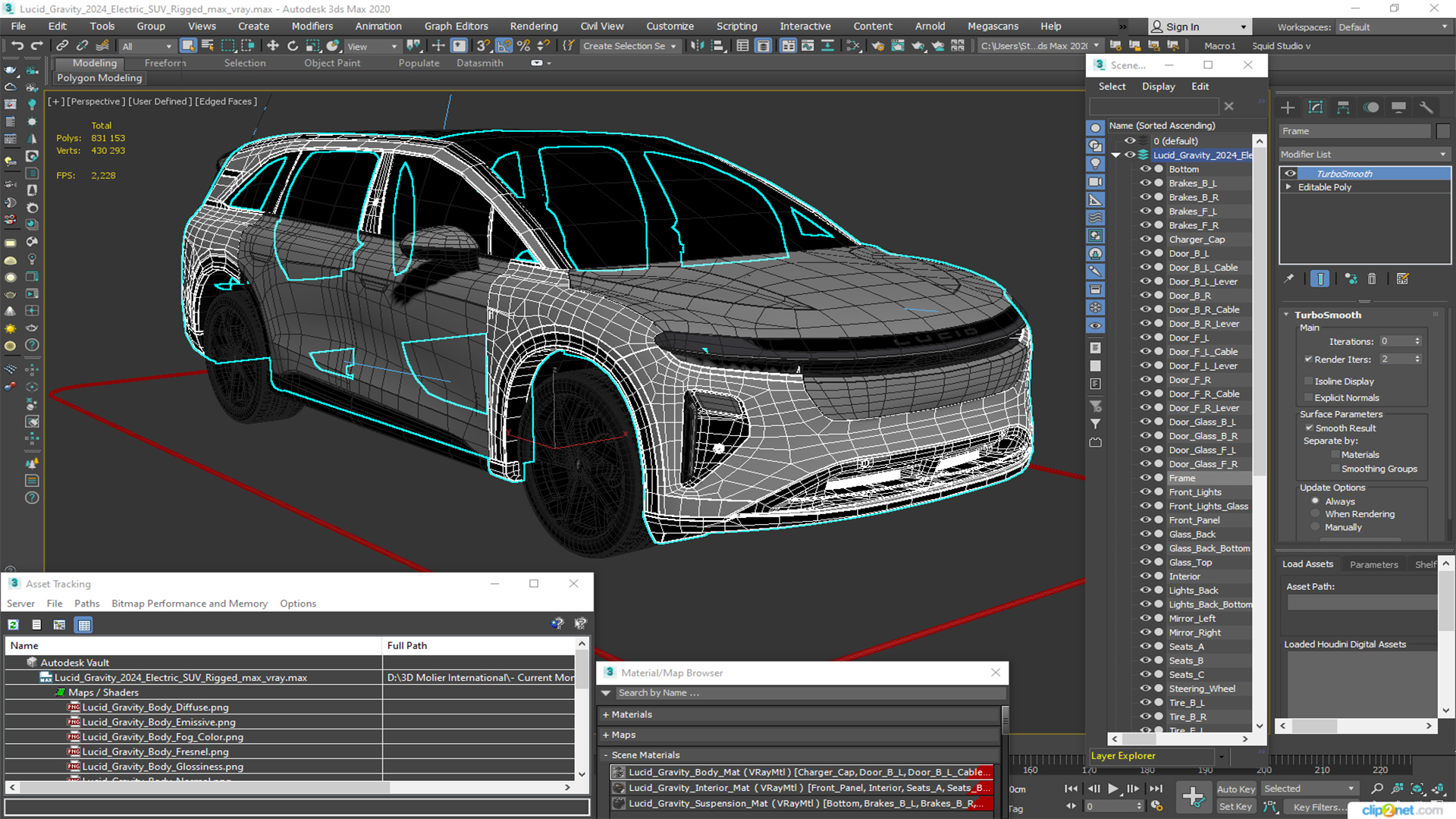 3D Lucid Gravity 2024 Electric SUV Rigged model