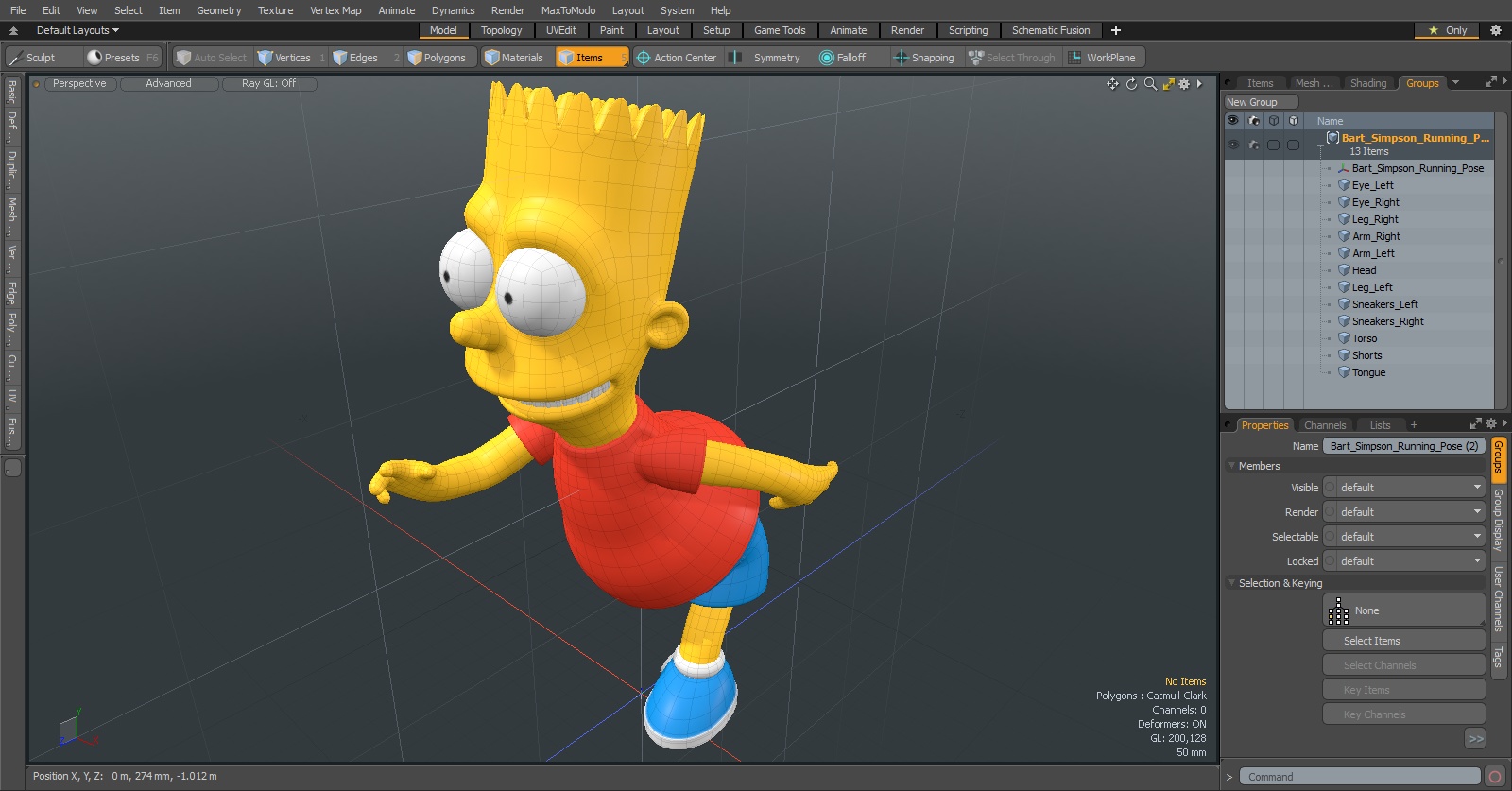 3D model Bart Simpson Running Pose