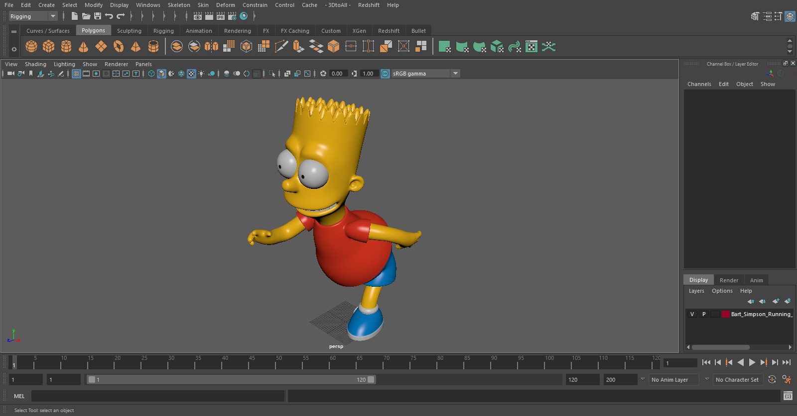 3D model Bart Simpson Running Pose