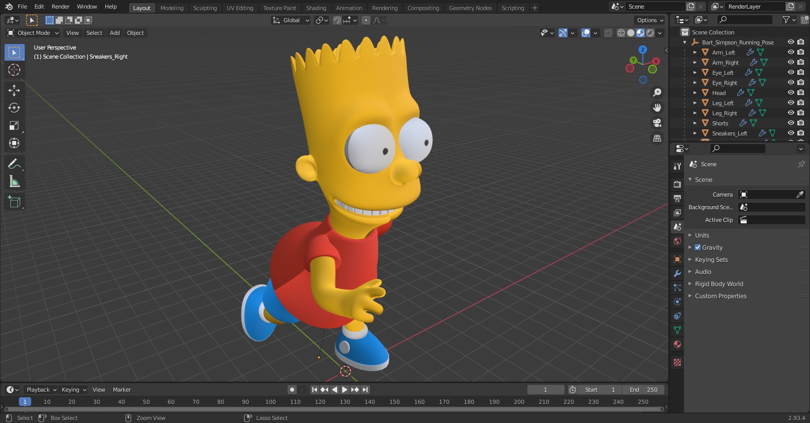 3D model Bart Simpson Running Pose