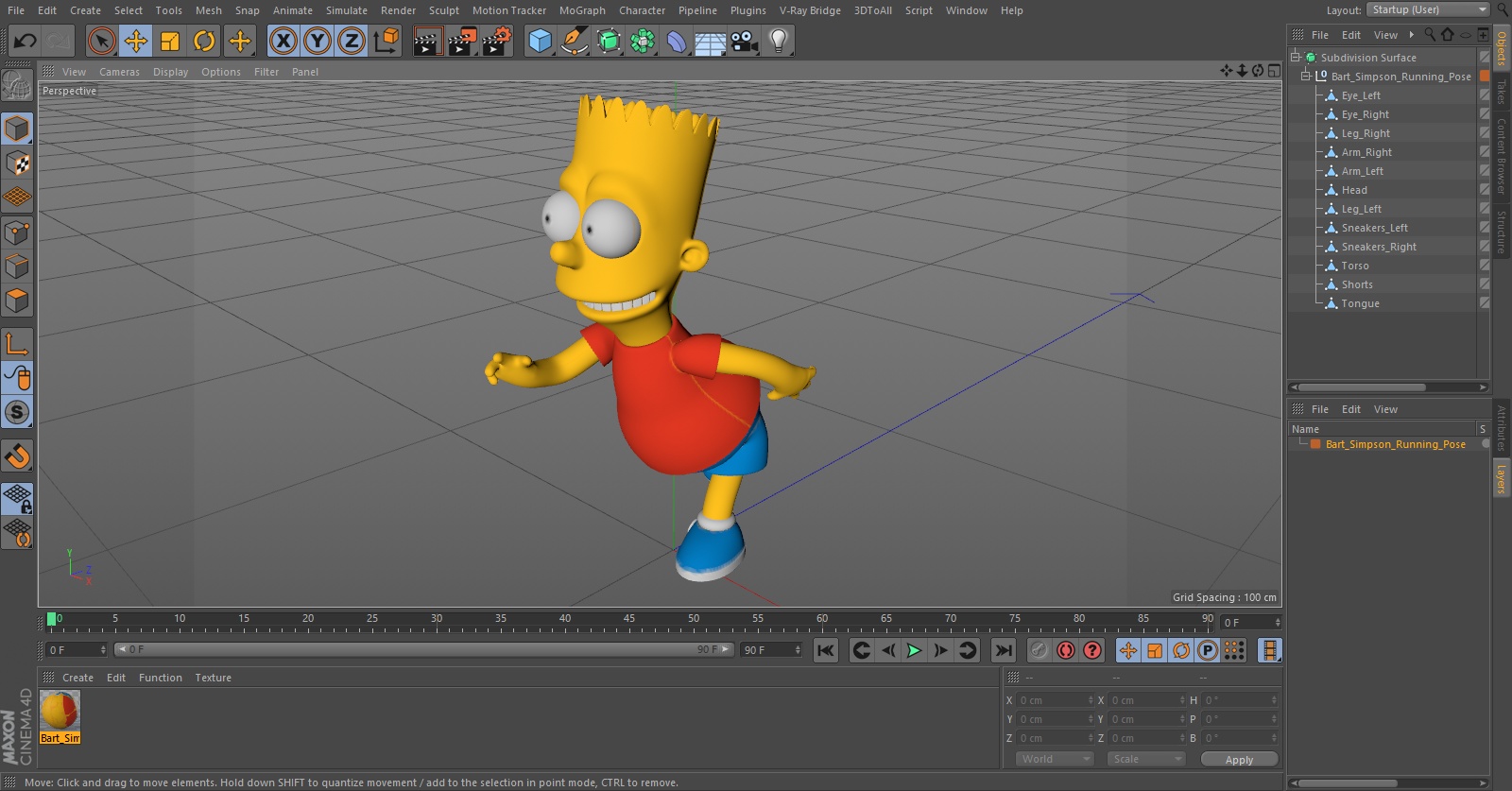 3D model Bart Simpson Running Pose