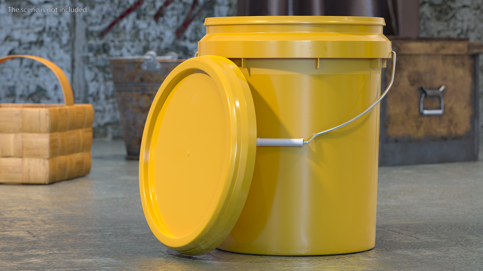 3D Plastic Bucket 20L with Lid and Handle model