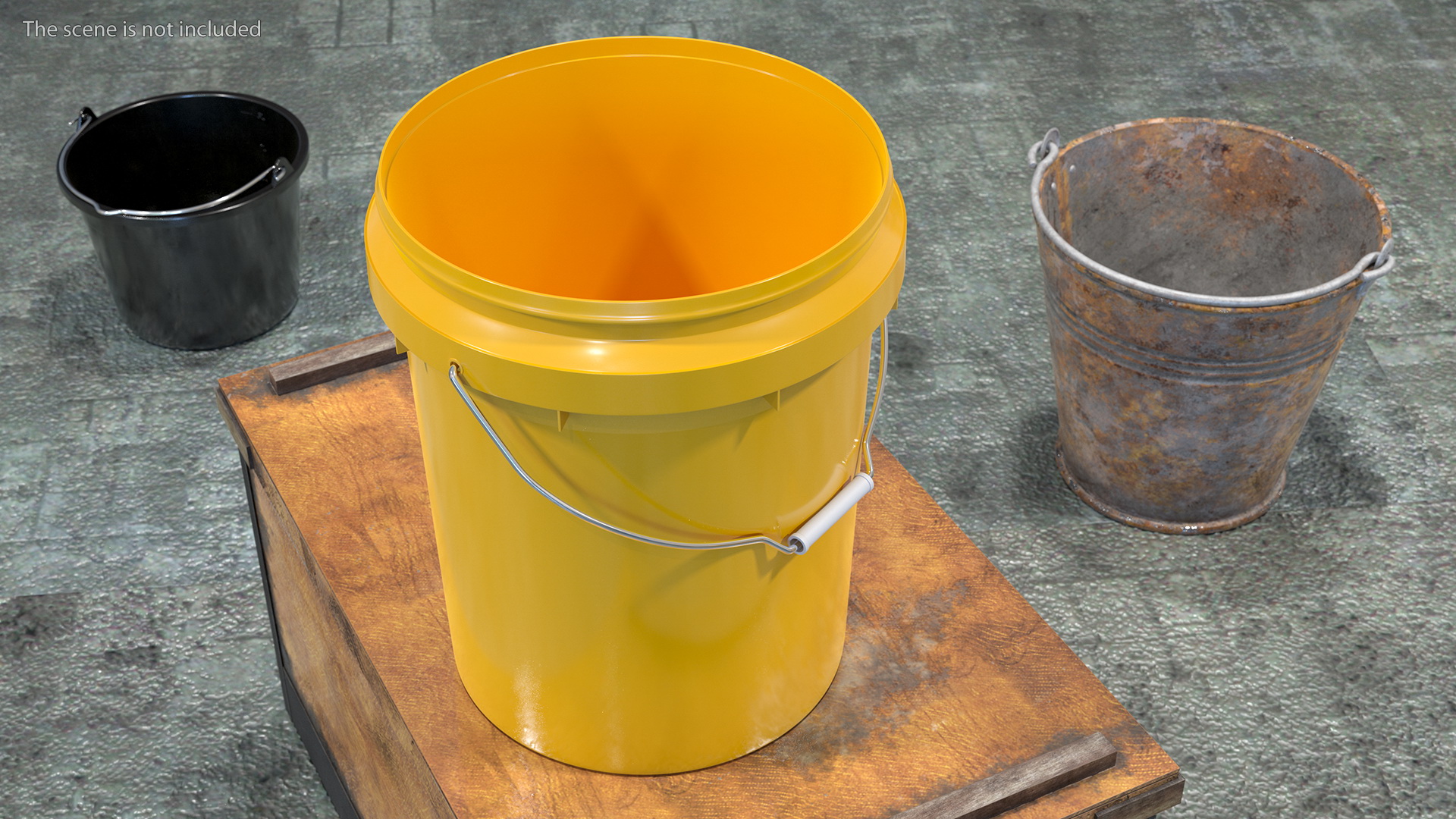 3D Plastic Bucket 20L with Lid and Handle model
