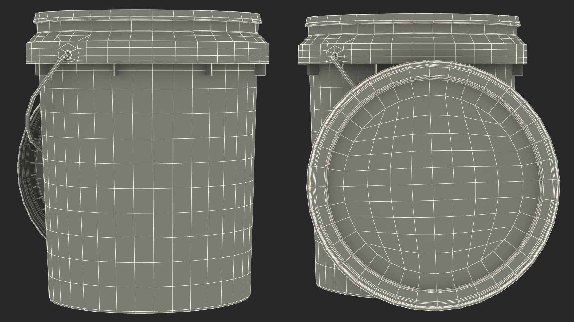 3D Plastic Bucket 20L with Lid and Handle model