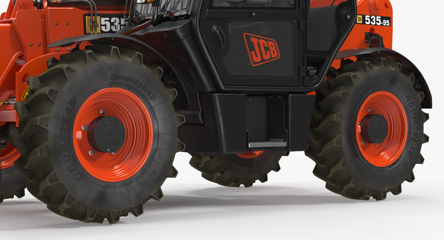 3D model JCB 535 Telehandler Scoop Bucket Dirty Rigged