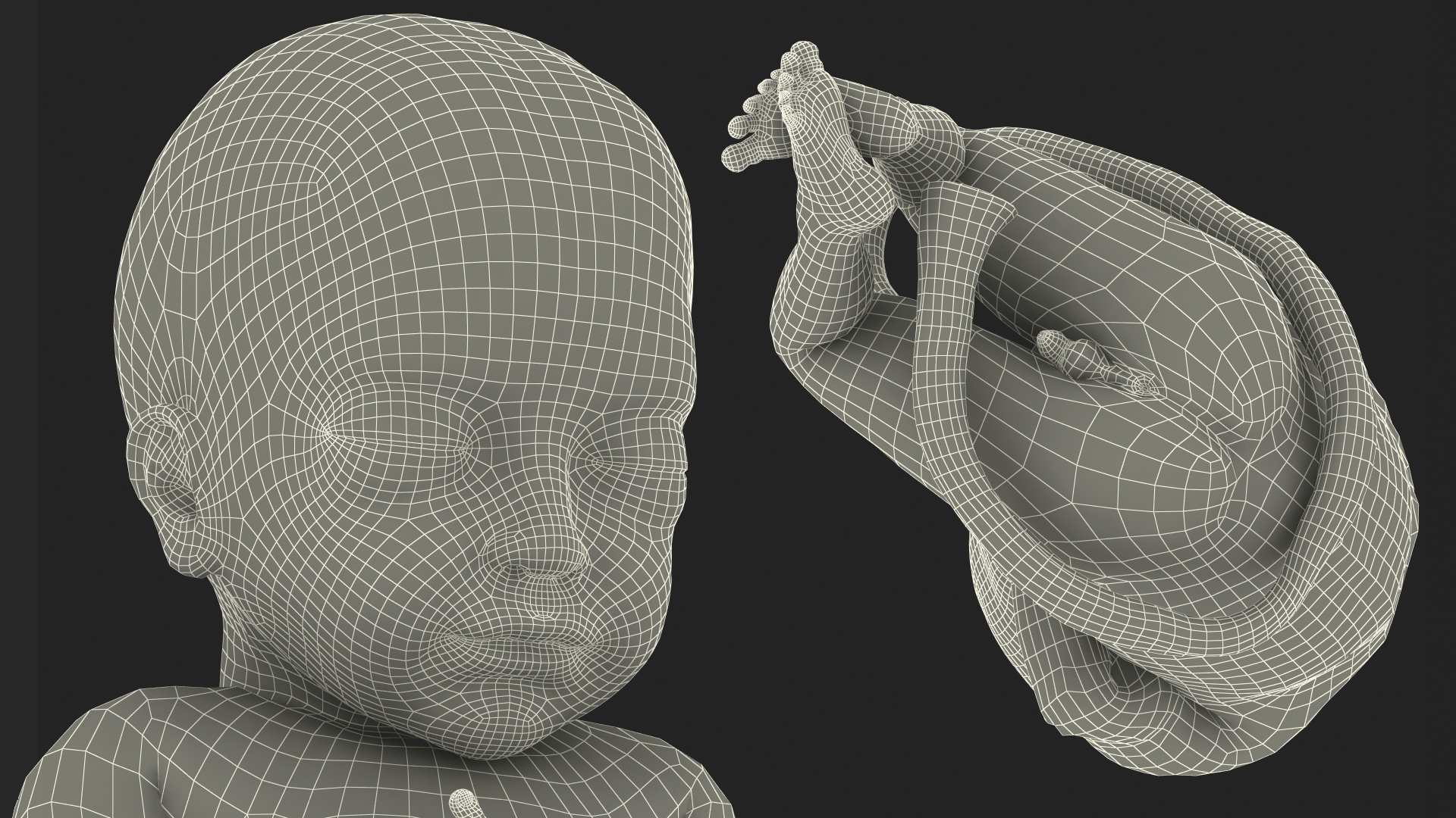 Baby Boy at 28 Weeks Rigged 3D