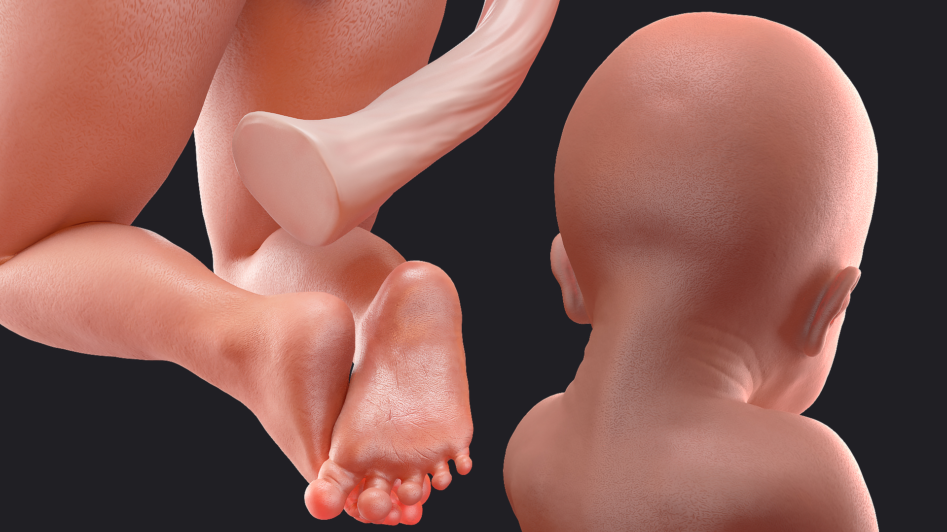 Baby Boy at 28 Weeks Rigged 3D