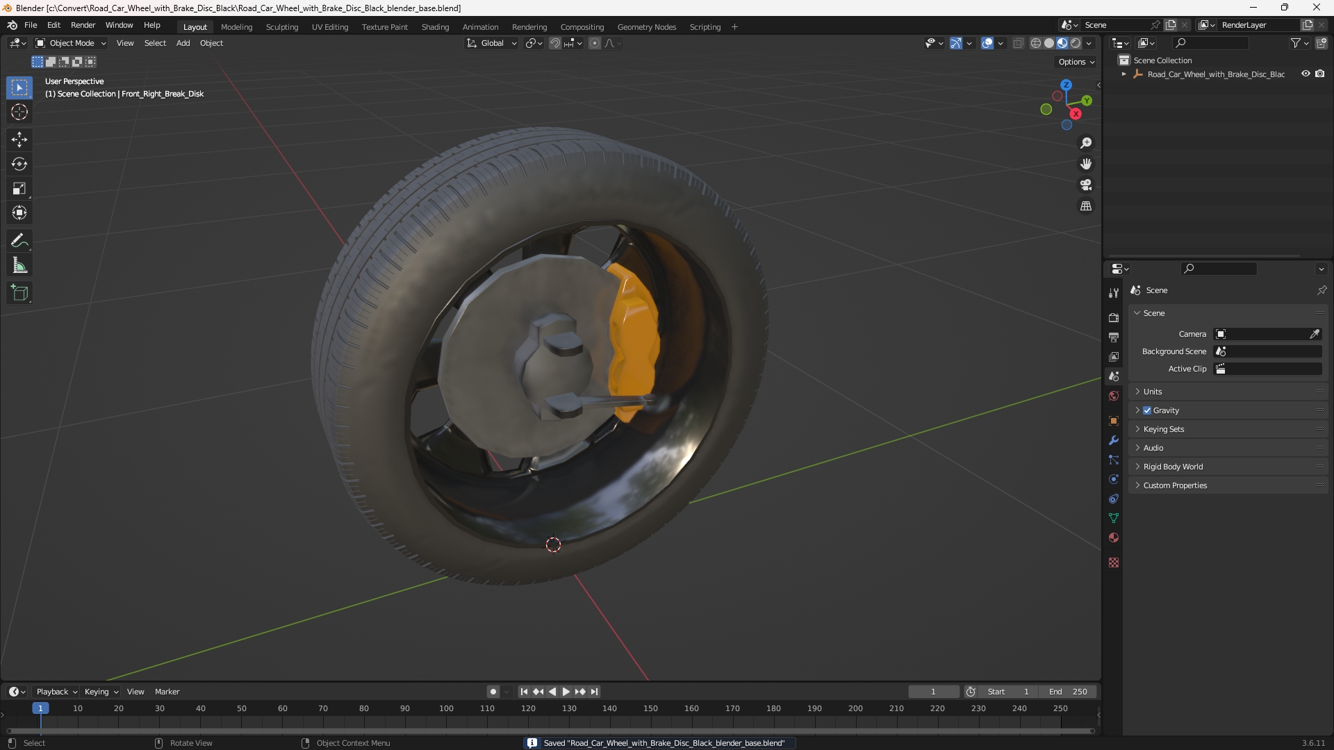 Road Car Wheel with Brake Disc Black - view 10
