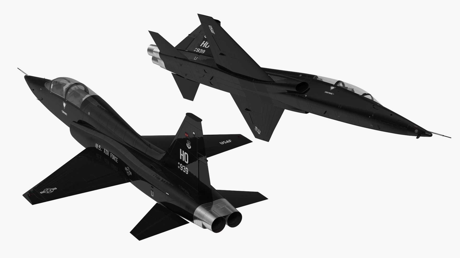 Jet Trainer T-38 Talon USAF Black Simple Interior 3D model
