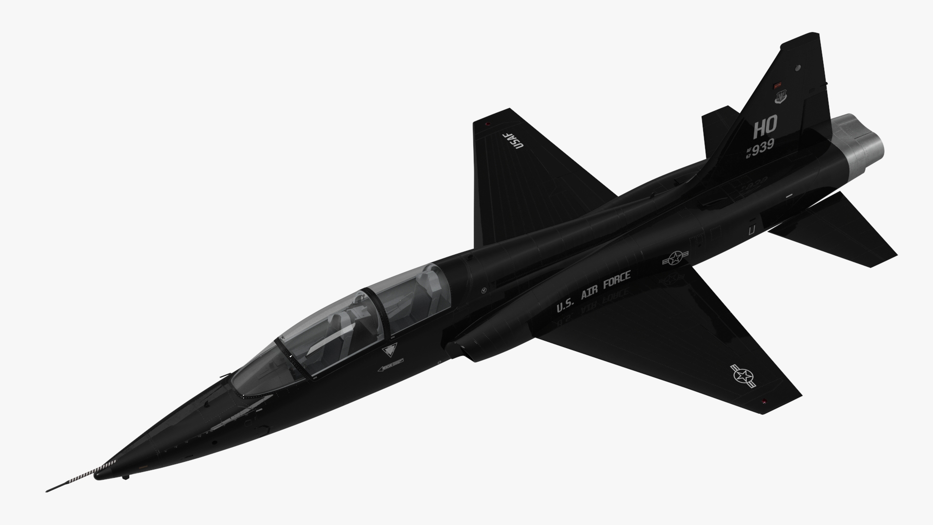 Jet Trainer T-38 Talon USAF Black Simple Interior 3D model