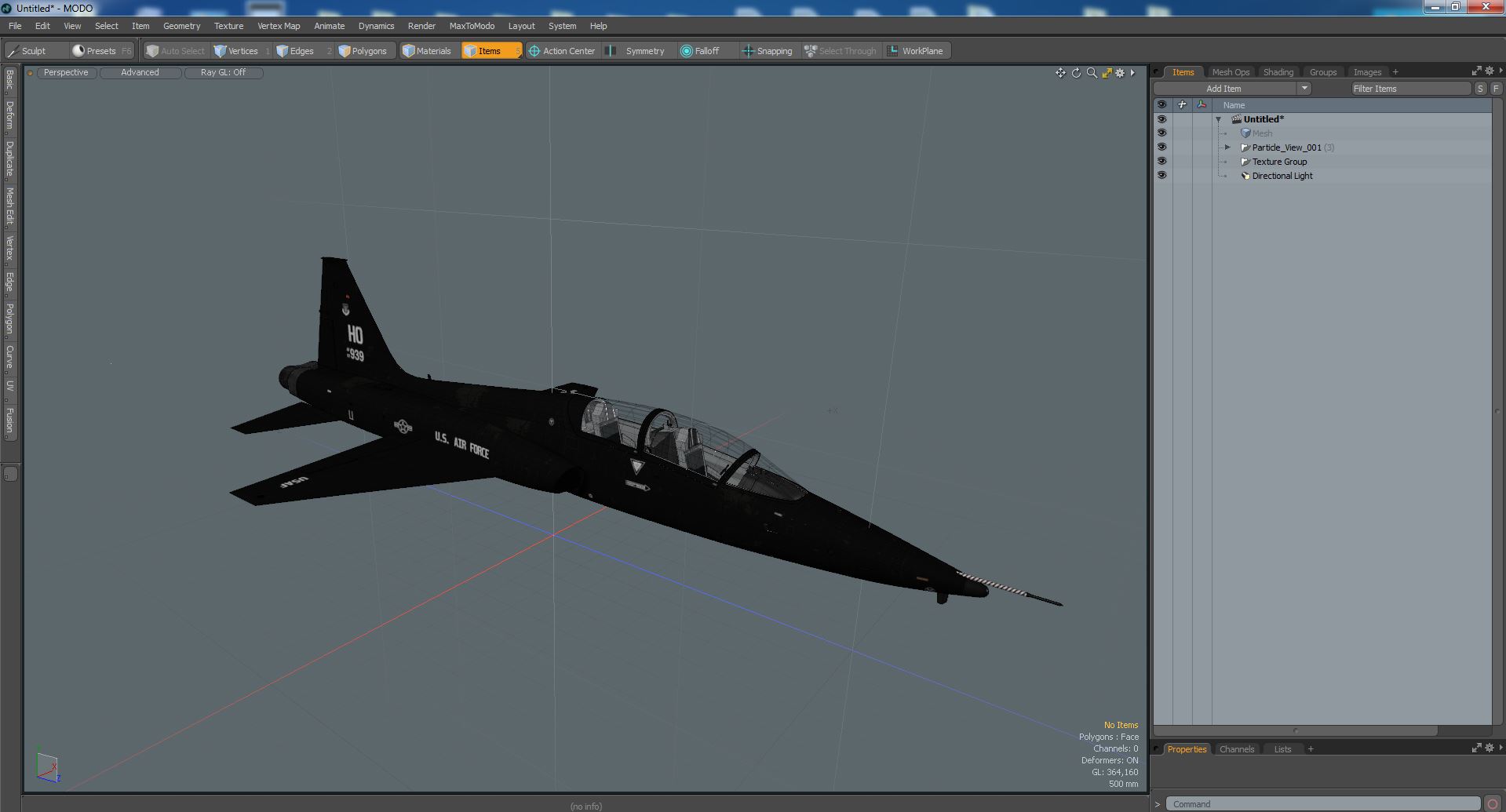 Jet Trainer T-38 Talon USAF Black Simple Interior 3D model