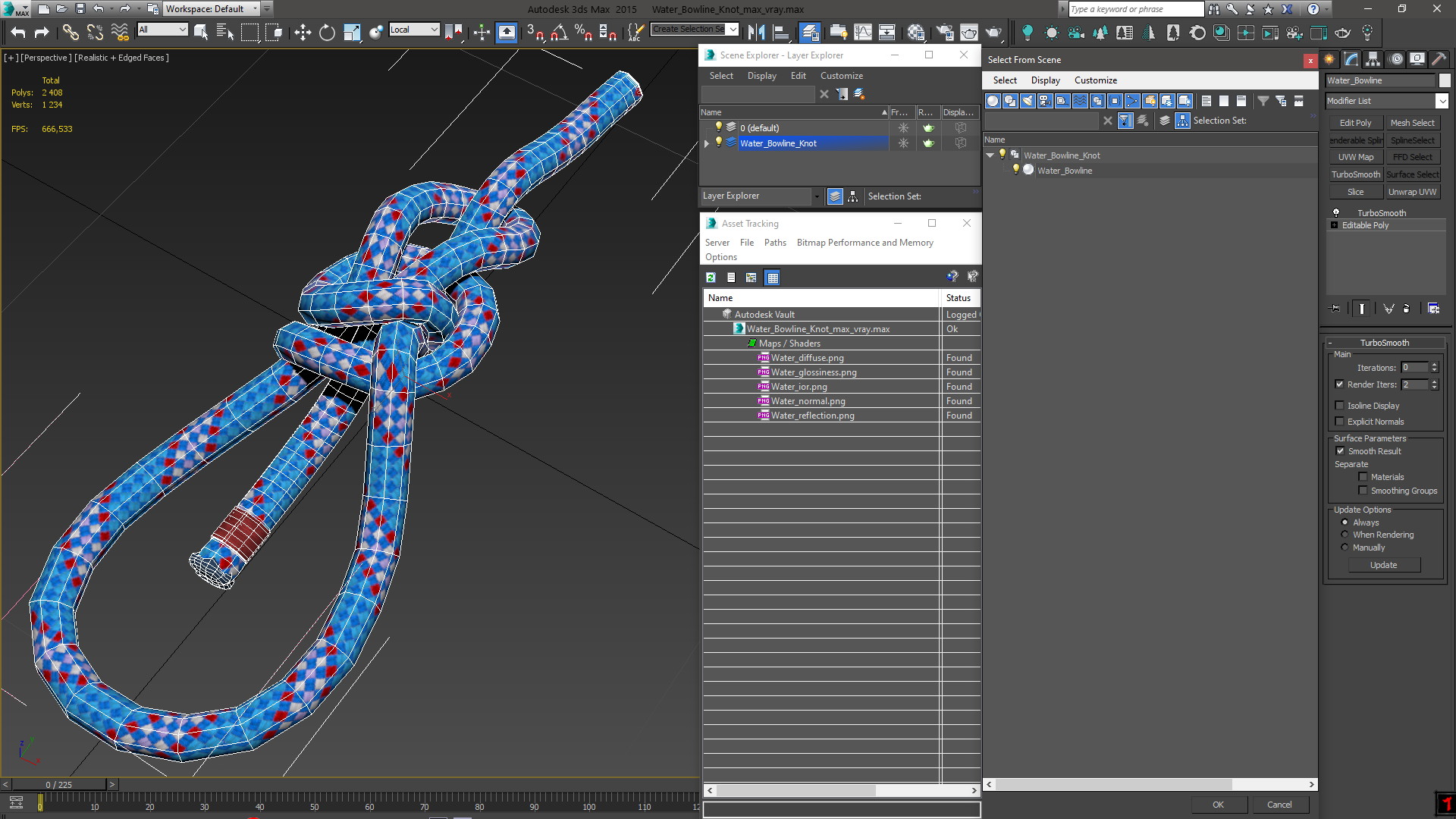 3D Water Bowline Knot model