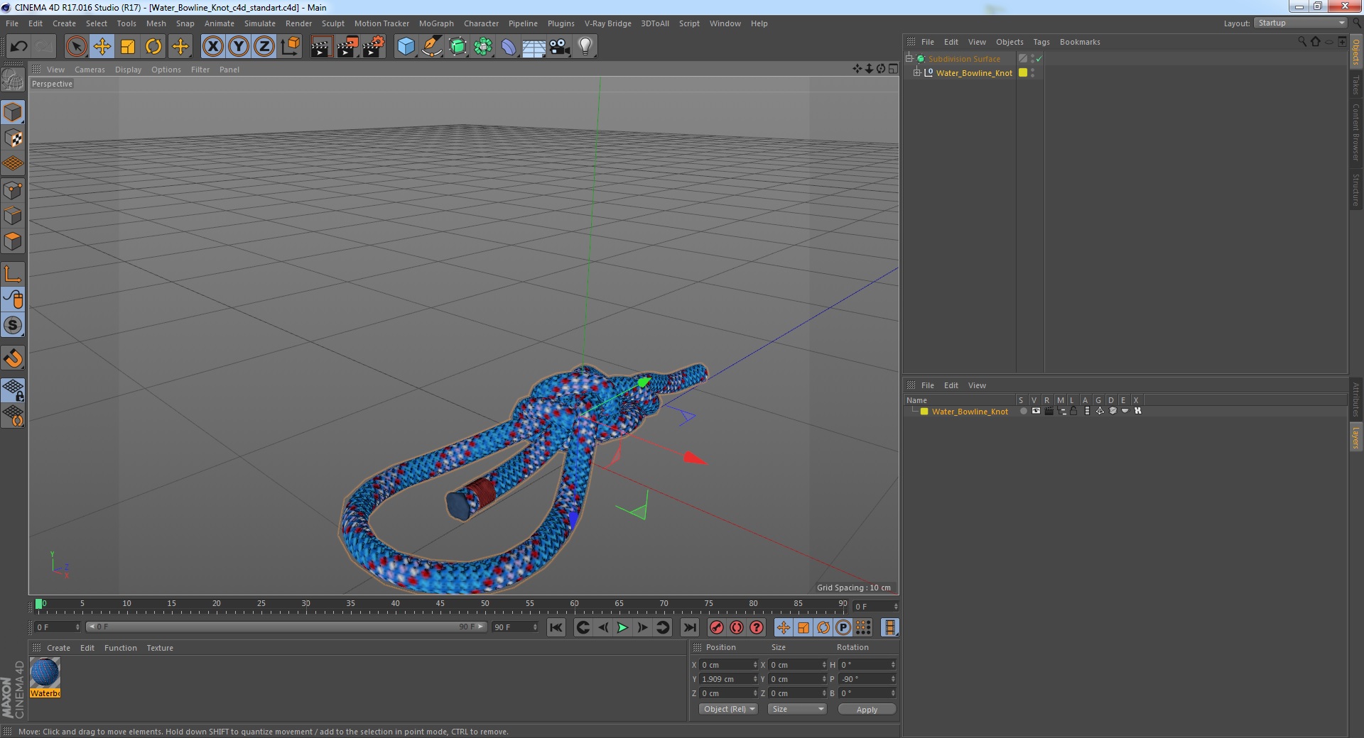3D Water Bowline Knot model