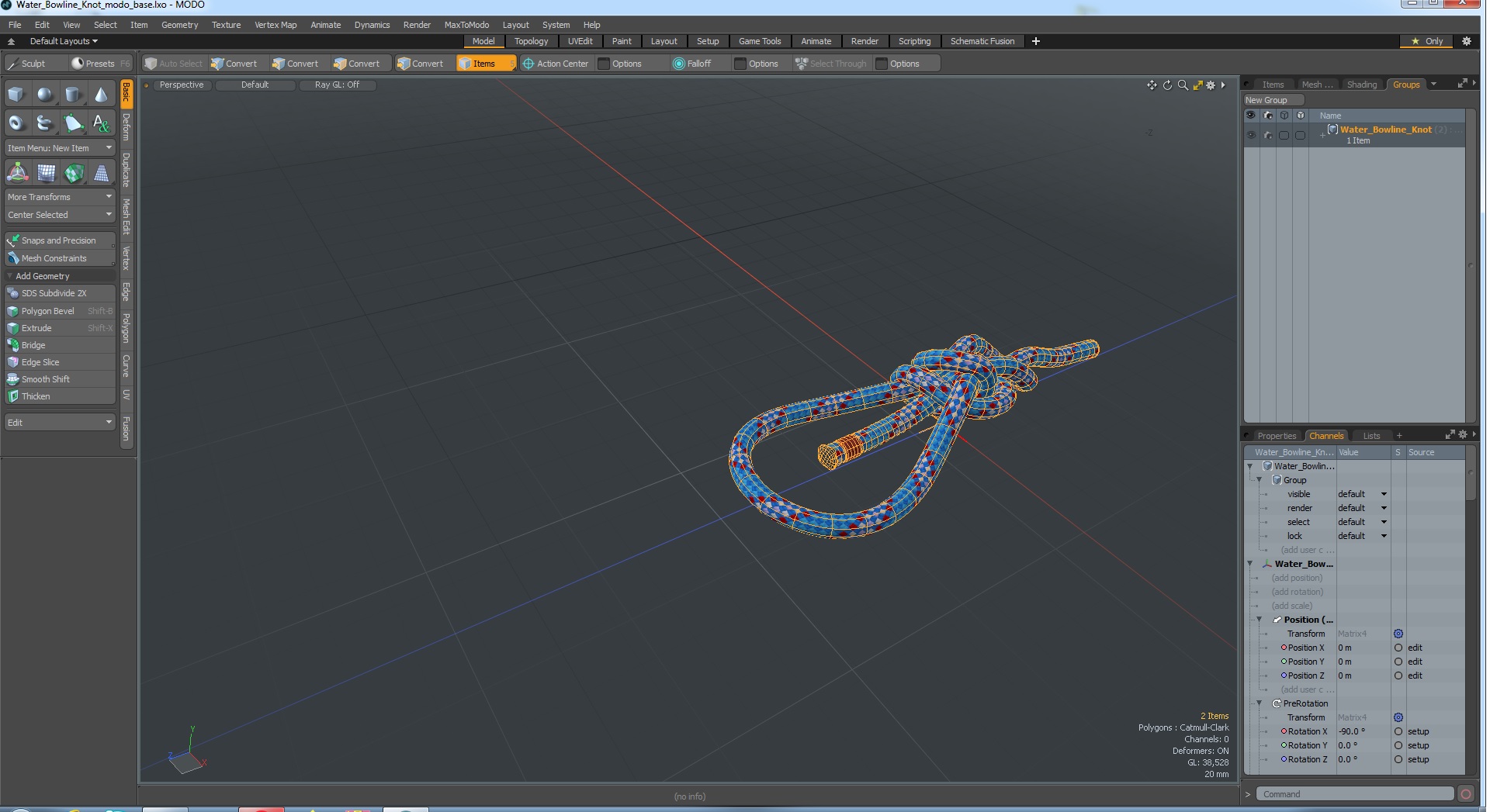 3D Water Bowline Knot model