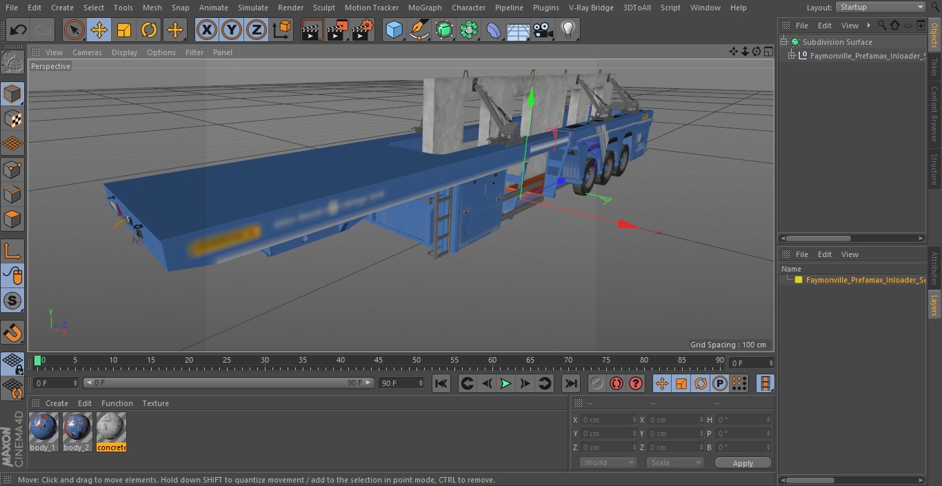 Faymonville Prefamax Inloader Semi Trailer with Concrete Panel 3D