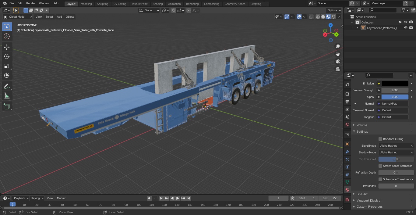 Faymonville Prefamax Inloader Semi Trailer with Concrete Panel 3D
