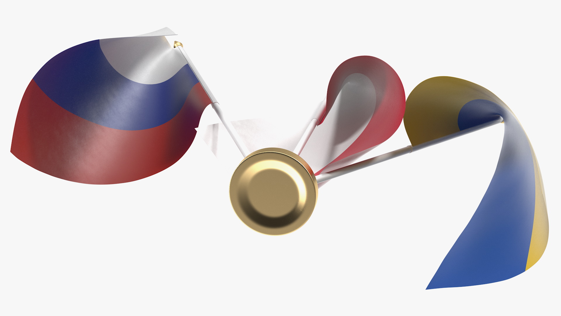 3D Table Flags Russia Ukraine Poland model