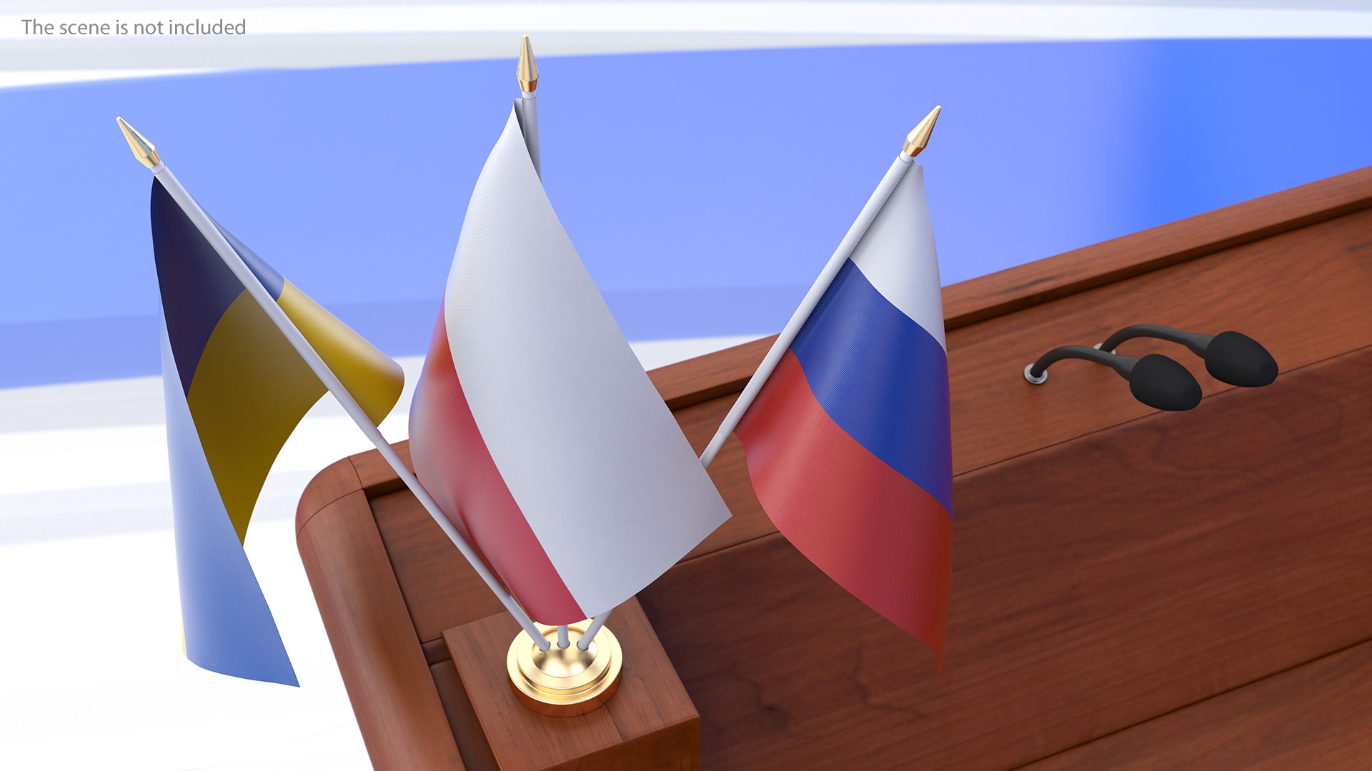 3D Table Flags Russia Ukraine Poland model