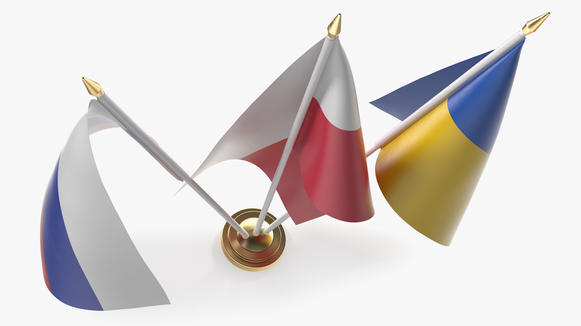 3D Table Flags Russia Ukraine Poland model