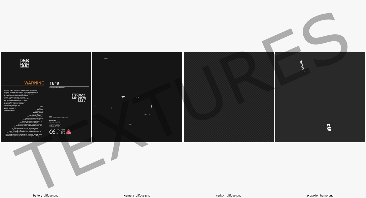 3D DJI Inspire 1 Quadcopter Black Edition model