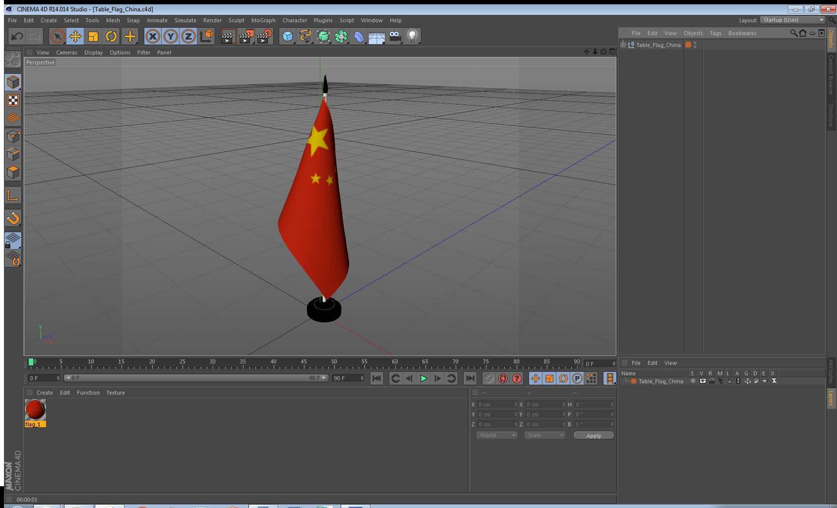 3D Table Flag China