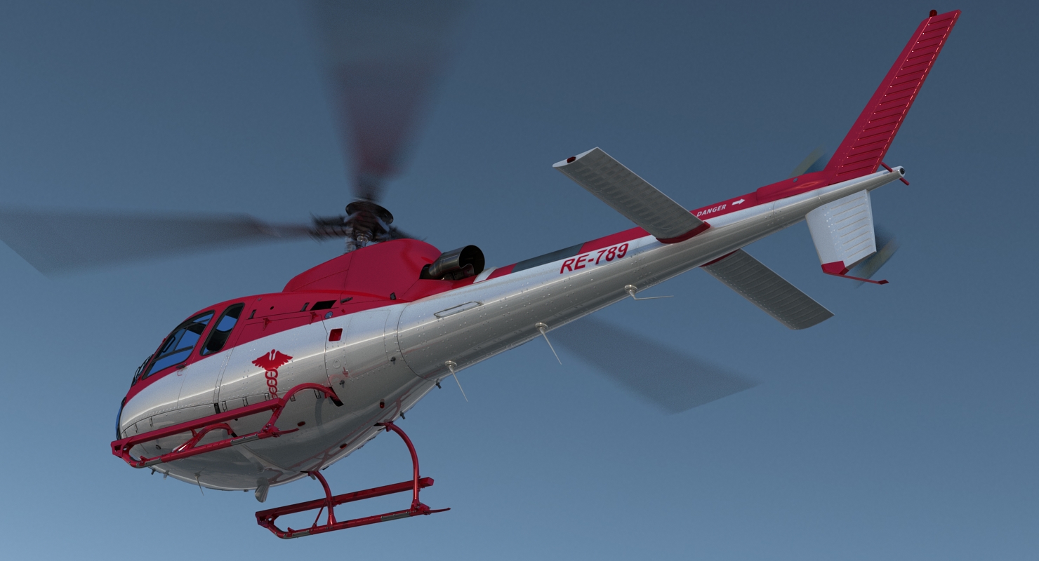 3D Medical Transport Helicopter Eurocopter AS 350