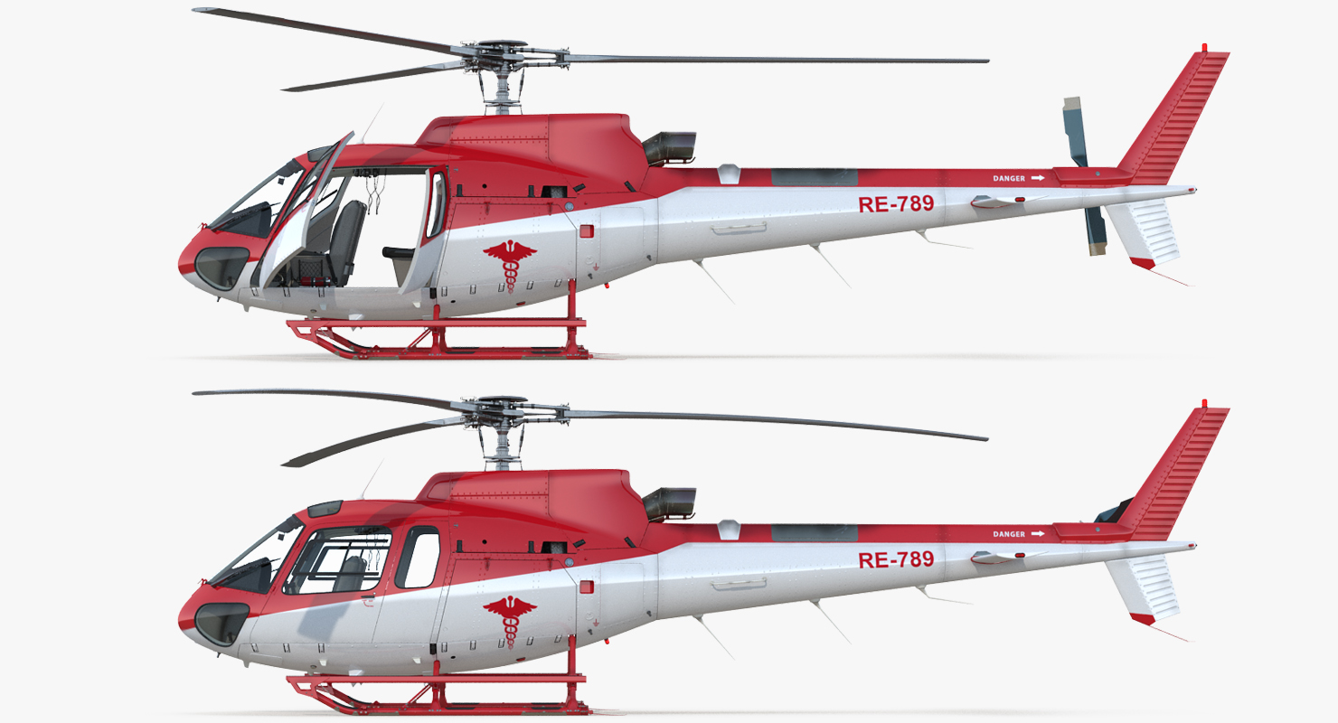 3D Medical Transport Helicopter Eurocopter AS 350