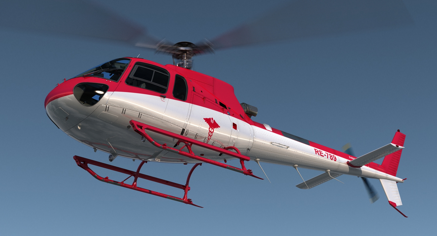3D Medical Transport Helicopter Eurocopter AS 350
