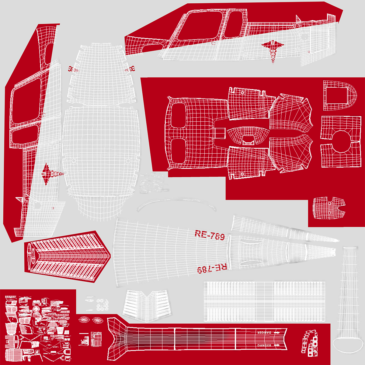 3D Medical Transport Helicopter Eurocopter AS 350