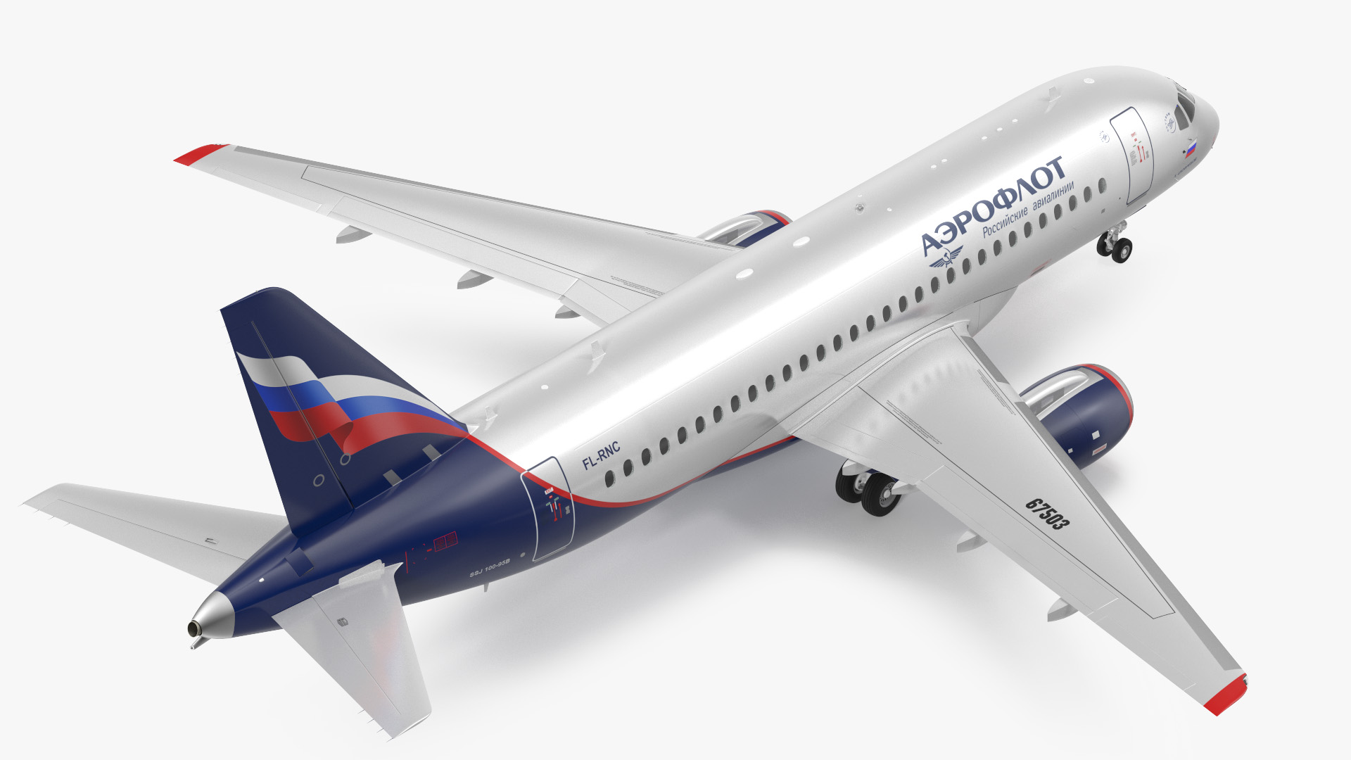 3D model Sukhoi Superjet 100 95lr Aeroflot Rigged