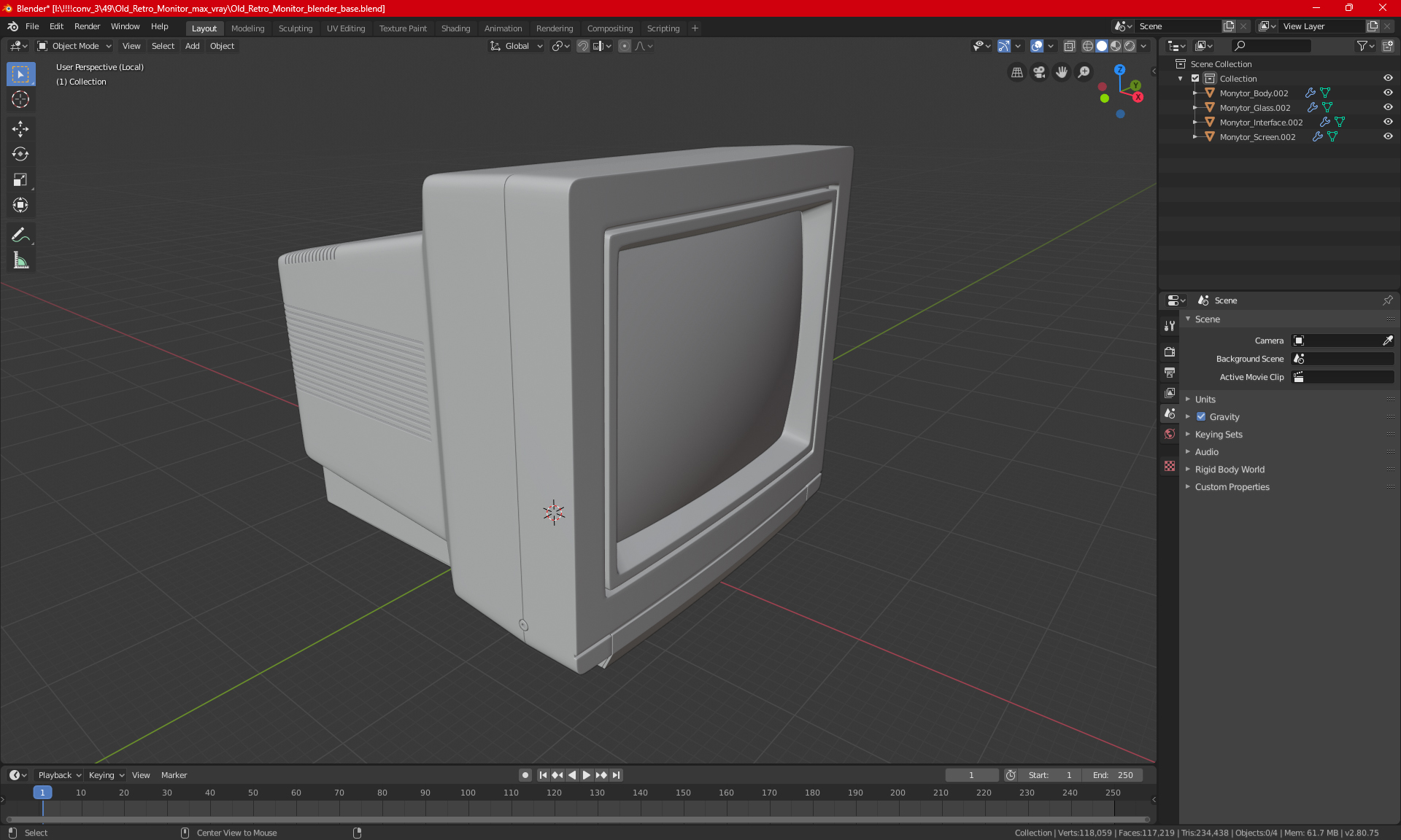 3D model Vintage Monitor