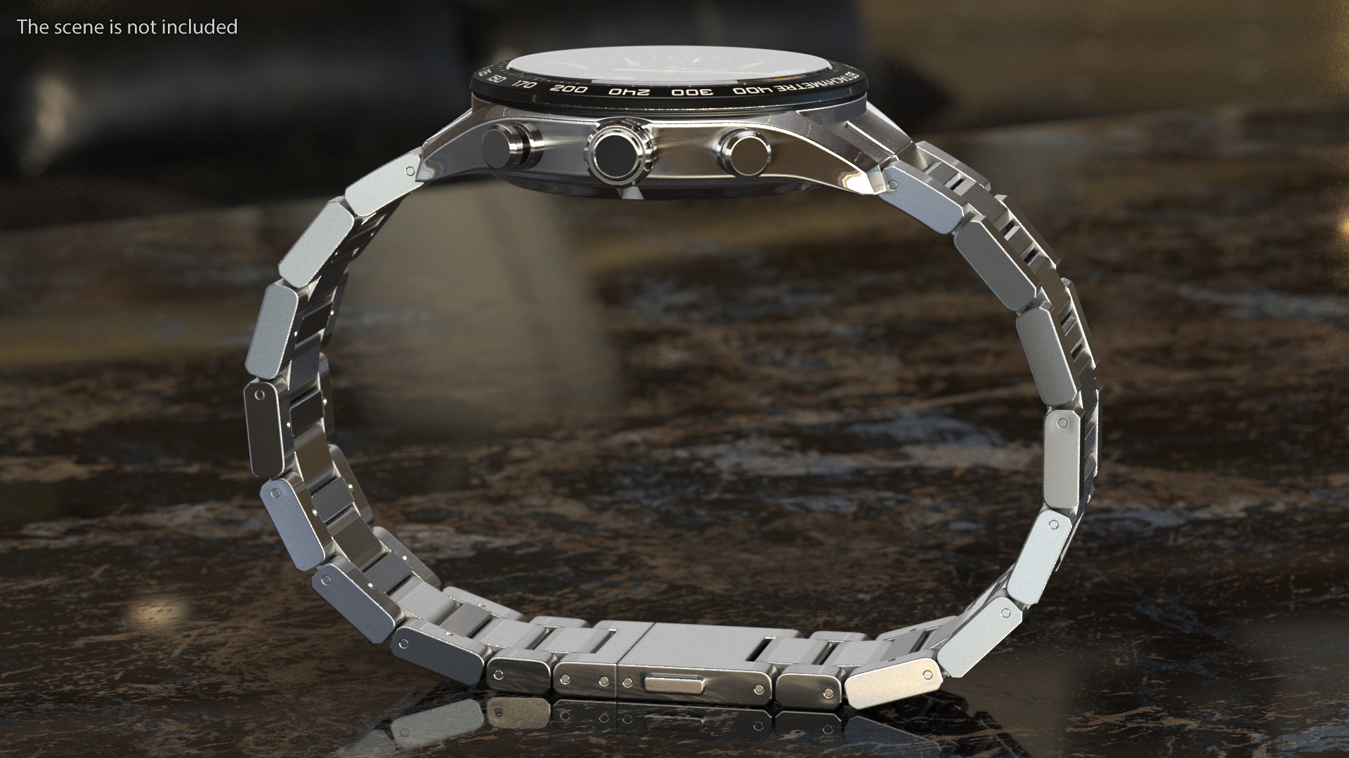 Chronograph Mechanical Watch Black Dial 3D model