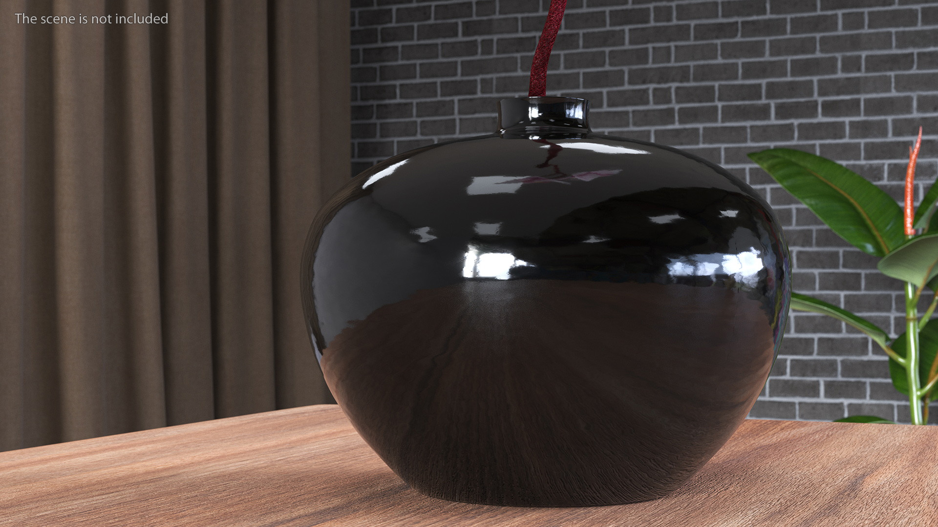3D Orchid Stem and Black Vase
