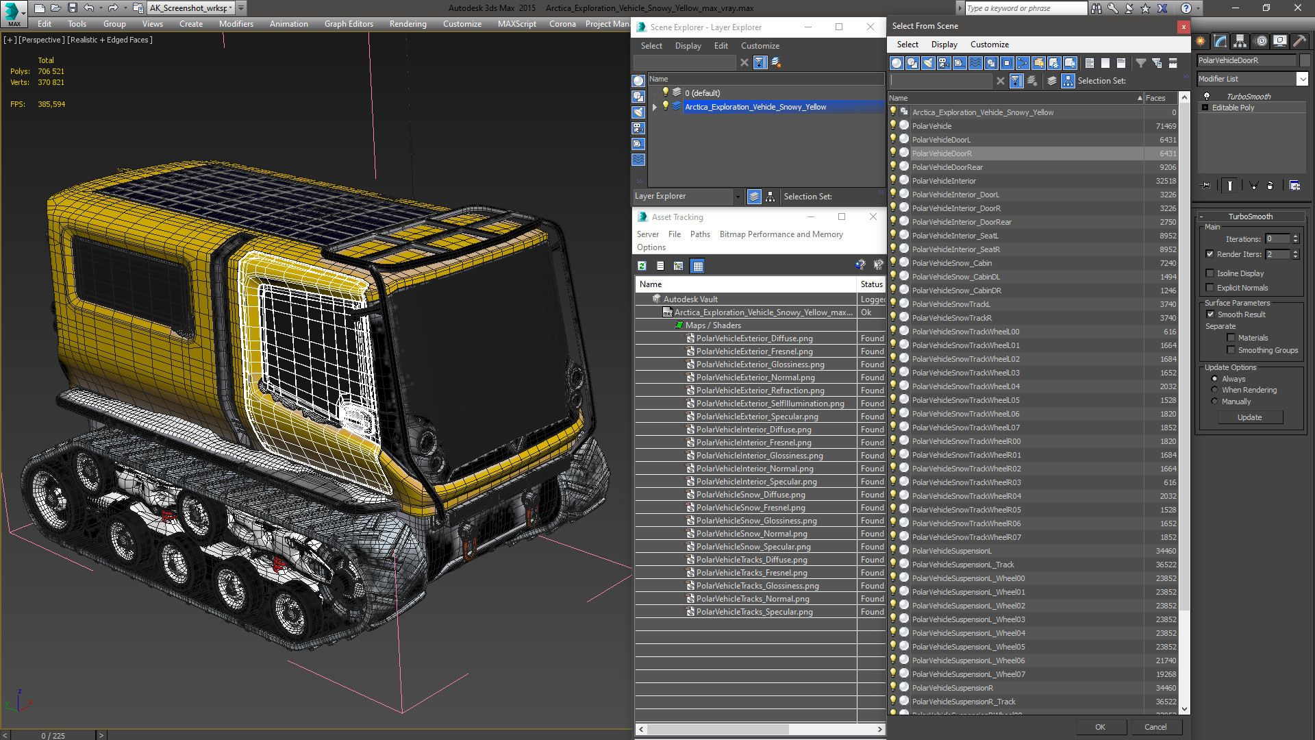 3D model Arctica Exploration Vehicle Snowy Yellow