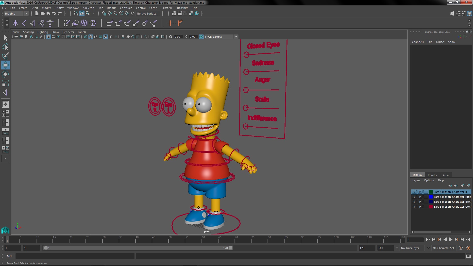 3D Bart Simpson Character Rigged for Maya model