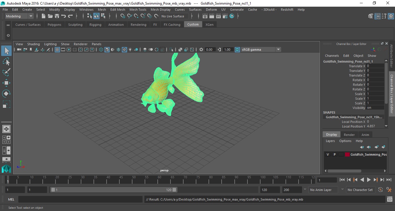Goldfish Swimming Pose 3D