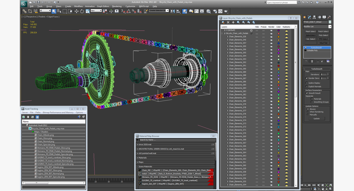 3D model Bicycle Chain with Pedals