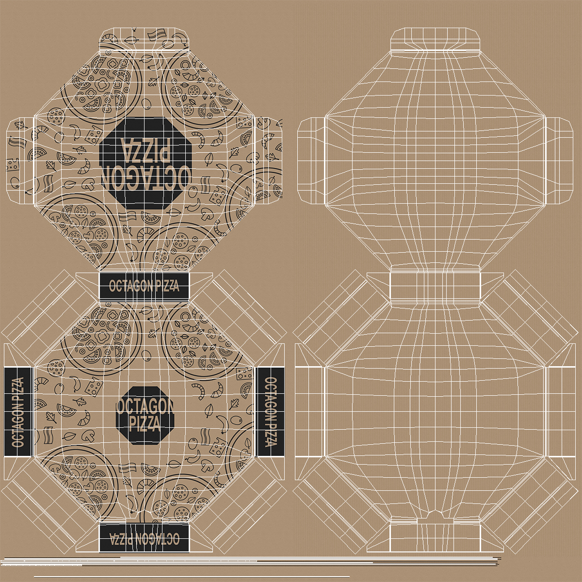 3D Pizza with Slice Cut in Craft Box model